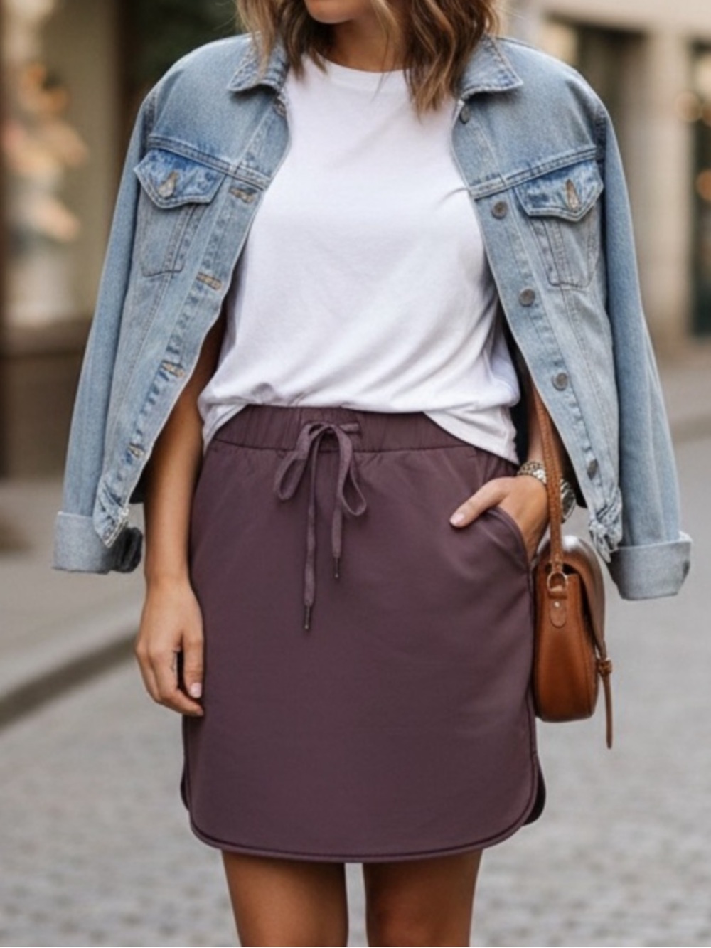 Lululemon athletica On the Fly cherry cola mauve drawstring skirt🤩